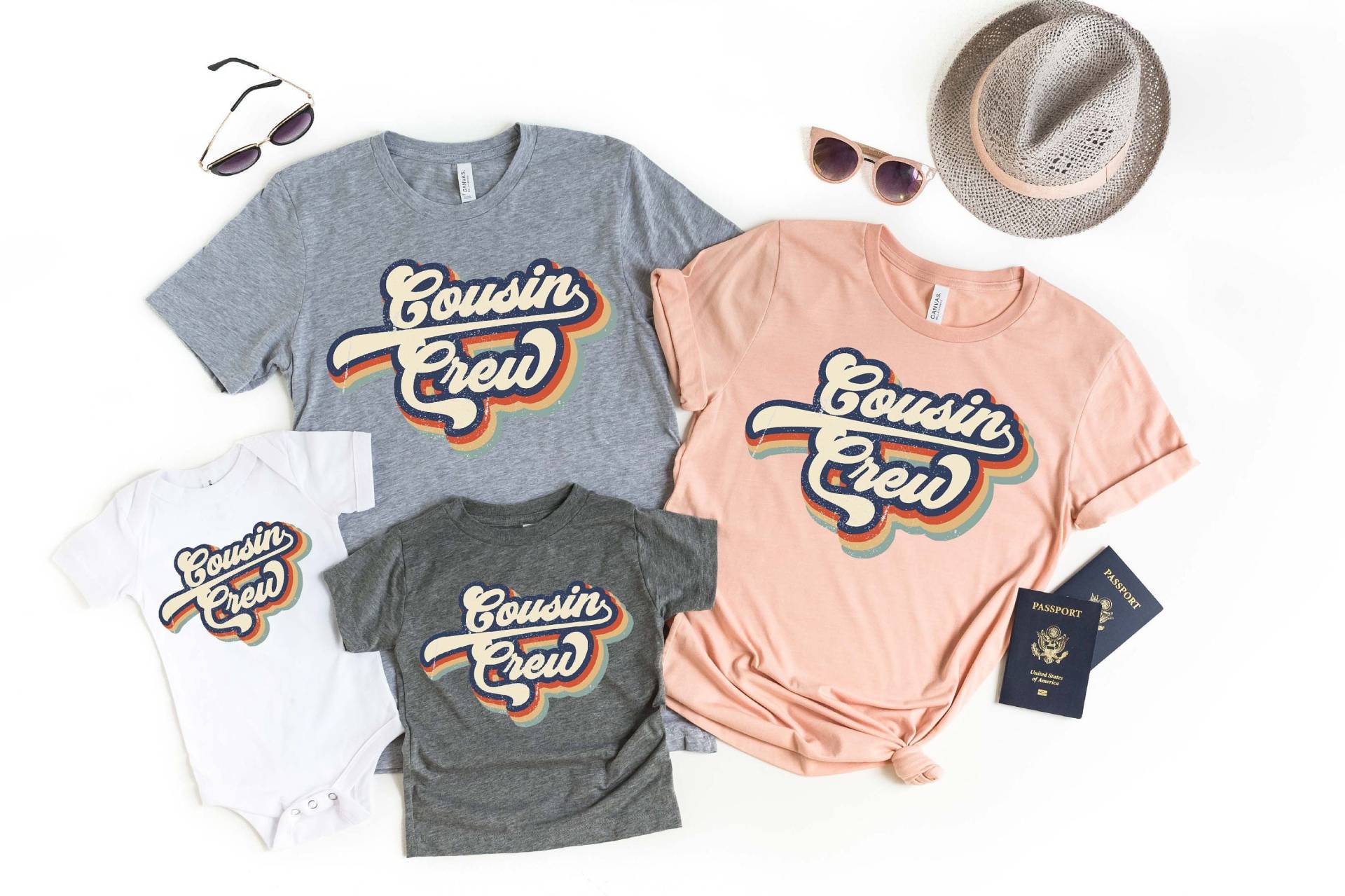 Retro Cousin Crew Shirt, Passende Shirts, Vintage Squad, Familie Geschenke, Strand Urlaubs Urlaub T-Shirt von DonkeyMonkeyDesign