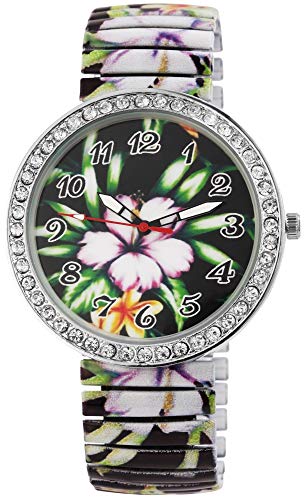 Donna Kelly Damen - Uhr Zugband Strass Blumen Motiv Metall Analog Quarz 1700041 von Donna Kelly