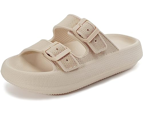 Donpapa Badeschuhe Damen Original Badeschlappen Rutschfest Hausschuhe Badelatschen Pantoletten Herren Sommer Cozy Cloud Slides Schlappen BD Khaki 39-40 von Donpapa