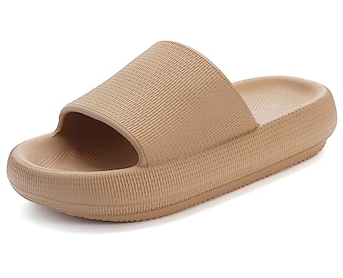 Donpapa Badeschuhe Damen Original Badeschlappen Rutschfest Hausschuhe Badelatschen Pantoletten Herren Sommer Cozy Cloud Slides Schlappen YZ Braun 44-45 von Donpapa