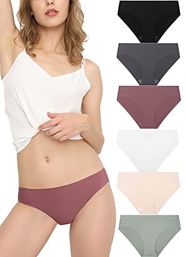 Donpapa Damen Slip Unsichtbar Unterwäsche Seamless Unterhose Nahtlos Panties Microfaser Hipster Brazilian 6 Pack Mehrfarbig L von Donpapa