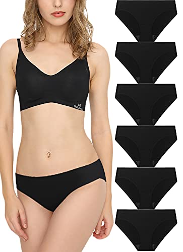 Donpapa Damen Slip Unsichtbar Unterwäsche Seamless Unterhose Nahtlos Panties Microfaser Hipster Brazilian 6 Pack Schwarz L von Donpapa