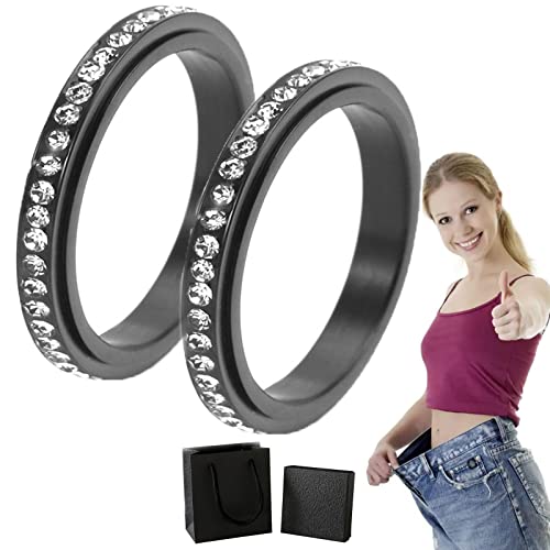 Donubiiu Vikanda Thermogenic Moissanite Spinner Ring, Vikanda Thermogener Moissanit Spinner Ring, Vikanda Spinner Ring, Stainless Steel Rings for Women Men (2 Black,11) von Donubiiu