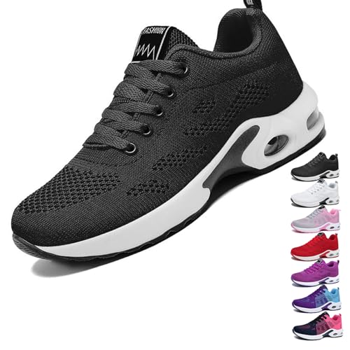 Donubiiu Wolff orthopädische Schuhe Damen,Women's Running Shoes,Air Breathable Trainers Lace Up Lightweight Shockproof Outdoor Athletic Trainers for Gym Walking Jogging Running (Schwarz,35) von Donubiiu