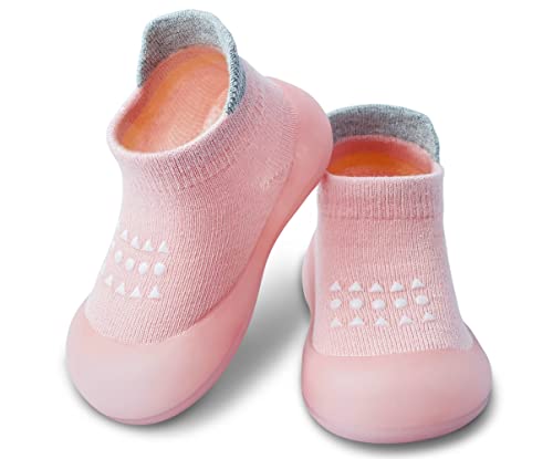 Dookeh Krabbelschuhe Baby, Lauflernschuhe Kinder, rutschfeste Hüttenschuhe Sockenschuhe für Mädchen Junge (A3-Rosa, EU Schuhgrößensystem, Kleinkind, Alter (von/bis), M, 18 Monate, 24 Monate) von Dookeh