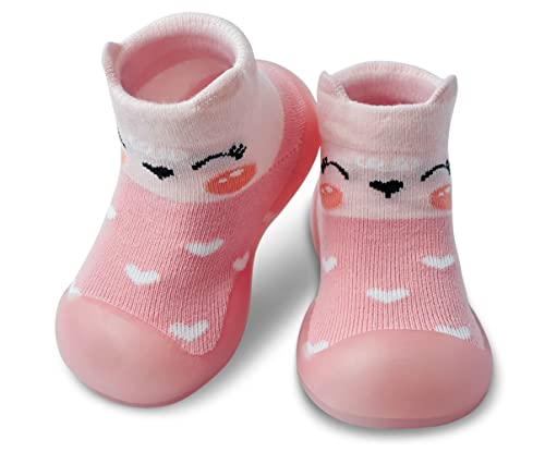 Dookeh Krabbelschuhe Baby, Lauflernschuhe Kinder, rutschfeste Hüttenschuhe Sockenschuhe für Mädchen Junge (A2-Rosa, EU Schuhgrößensystem, Kleinkind, Alter (von/bis), M, 12 Monate, 18 Monate) von Dookeh