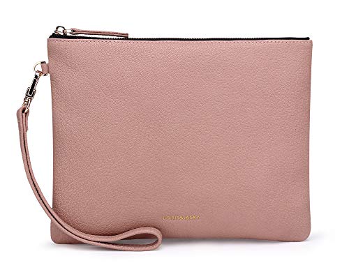 Doris&Jacky Damen Echtes Leder Clutch Schaffell Geldbörse Abendtasche mit Handschlaufe(Pink-Ziegenfell) von Doris&Jacky