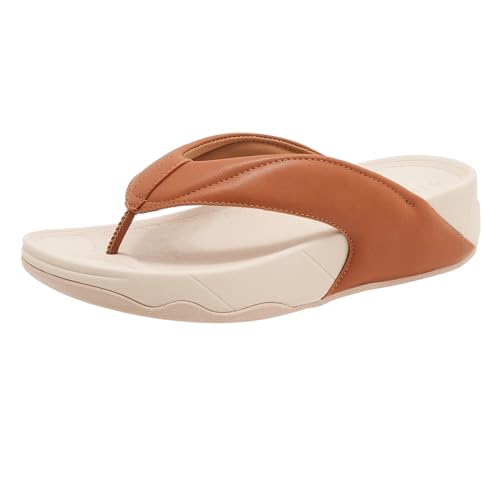 DorkasDE Damen Sandalen flip Flops Flach Zehentrenner Sommerschuhe Strandschuhe(Braun,EU35) von DorkasDE