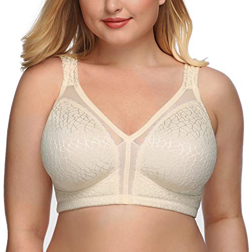 DotVol Damen Komfort Vollschalen Minimizer BH Bügellos Ohne Bügel Große Größen Unterwäsche (75F, Beige) von DotVol