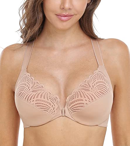 DotVol Damen BH Vollschalen Ungepolster Bügel BH Floraler Spitze BH Soft Cup Große Größen(Beige,75E) von DotVol