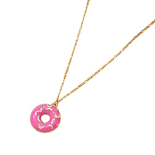 Personality Donut Halskette Einfaches und zartes Design, geeignet für alle Gelegenheiten Halskette Damen Herz Anhänger (Pink-f, One Size) von Doublehero