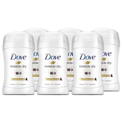 Dove, Deodorant Invisible Dry Stick, Deodorant Antitranspirant in Stick, mit 1/4 Feuchtigkeitscreme, keine Flecken, Schutz bis zu 48 Stunden, mit nährendem Öl, Deodorant für Damen und Herren, 6 Stück von Dove