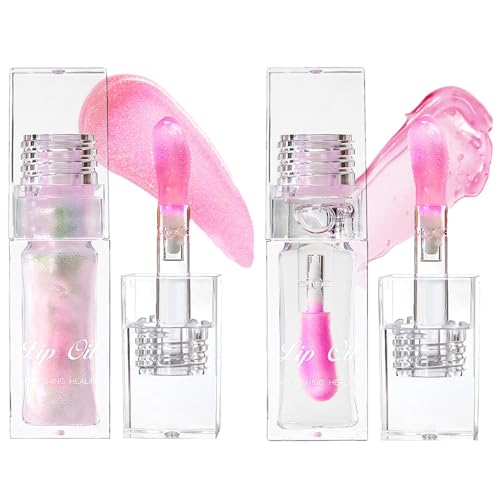 2 stück Magic Color Changing Lip Oil, Lippenpflege Lipgloss Mädchen Frauen, Farbwechsel Lippenstift Lippenöl, 6,5 Ml Lip Gloss Essence, Lip Tint Lip Stain Peel Off, Lippen Tint Für Die Lippen von Dovxk