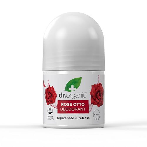 Dr Organic Rose Otto Deodorant, Aluminiumfrei, Für Männer und Frauen, Natürlich, Vegan, Tierversuchsfrei, Paraben- & SLS-frei, Recycelt & Recyclebar, Zertifiziert Bio, 50ml von Dr.Organic