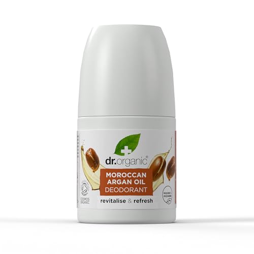 Dr. Organic Marokkanisches Arganöl Deodorant, Aluminiumfrei, Für Männer und Frauen, Natürlich, Vegan, Tierversuchsfrei, Paraben- & SLS-frei, Recycelt & Recyclebar, Zertifiziert Bio, 50ml von Dr.Organic