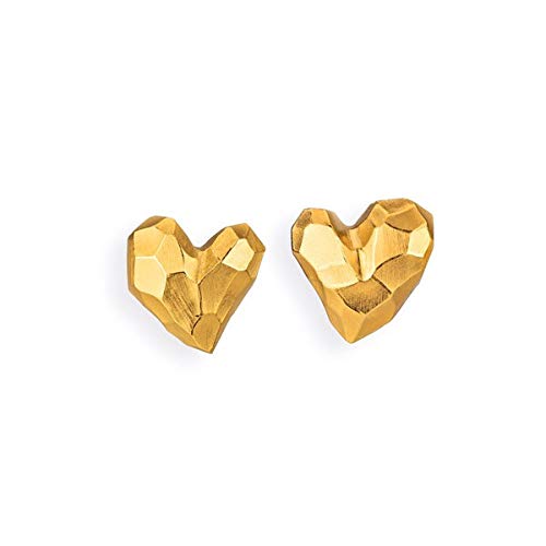 Drachenfels edle Ohrstecker in Echtsilber goldplattiert/Kollektion Heartbreaker/Elegante Design Ohrringe für Damen in Herzform/D HE 26/AGG von Drachenfels Design