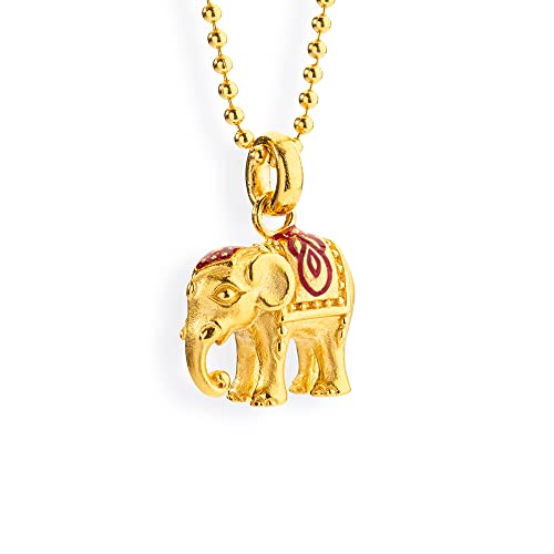 Drachenfels Elefanten Anhänger aus Echtsilber goldplattiert mit rotem Brandlack | Kollektion Ganesha | Designer-Schmuck | D GAN 33-R/AGG von Drachenfels Design