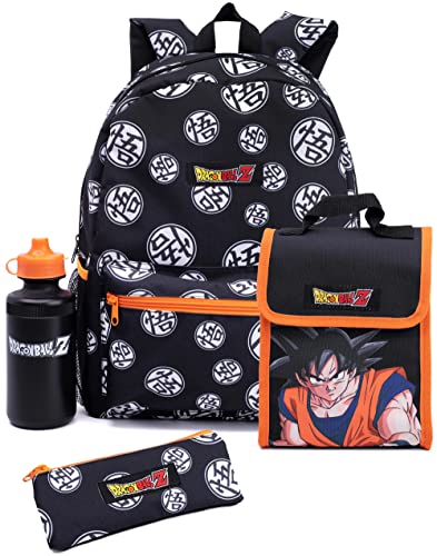 Dragon Ball Z Rucksack Set Kinder Teenager 4 Stück Goku Lunchbox Wasserflasche von Dragon Ball Z