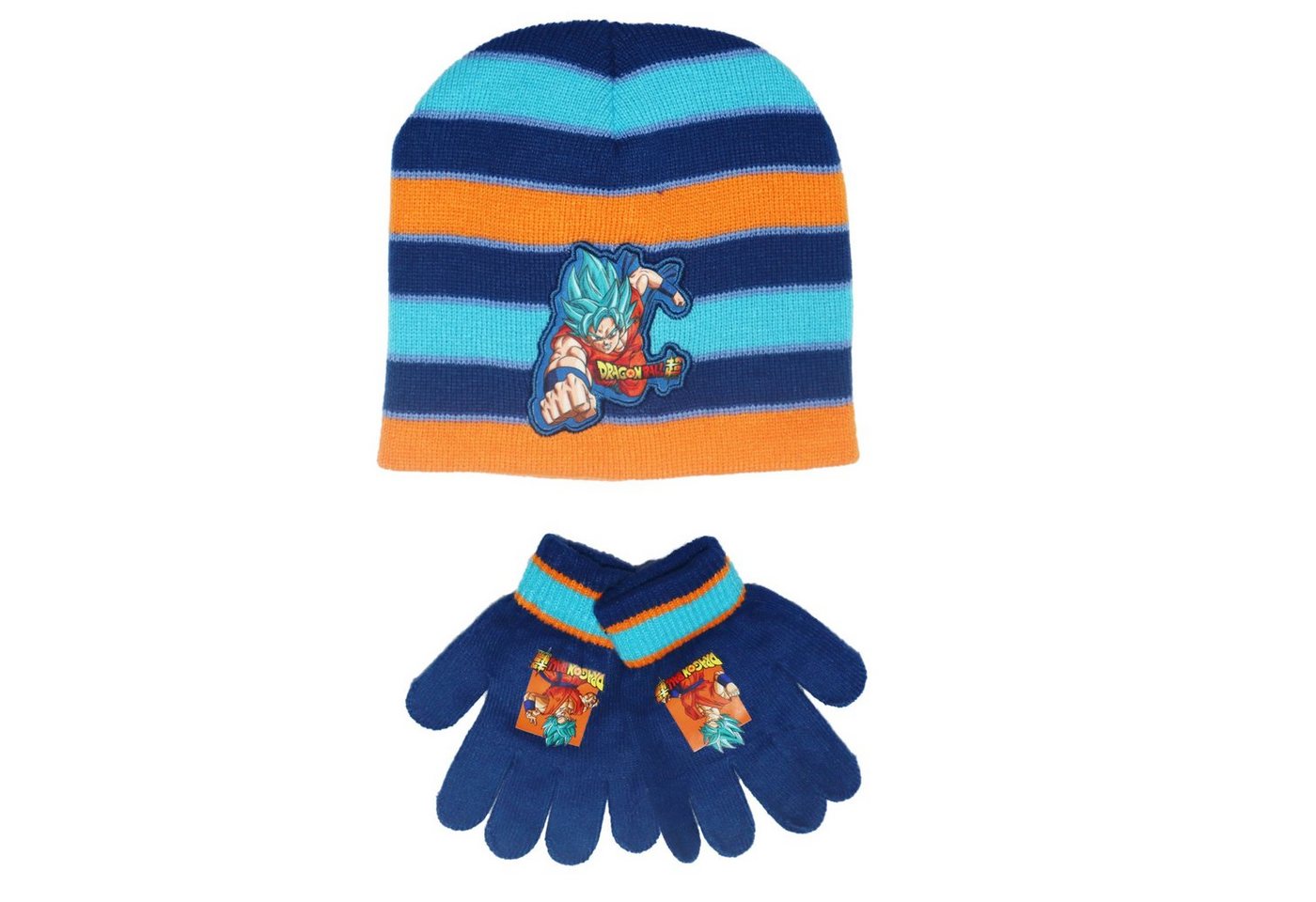 Dragon Ball Jerseymütze Anime Dragon Ball Goku Jungen Wintermütze plus Handschuhe 54/56 von Dragon Ball