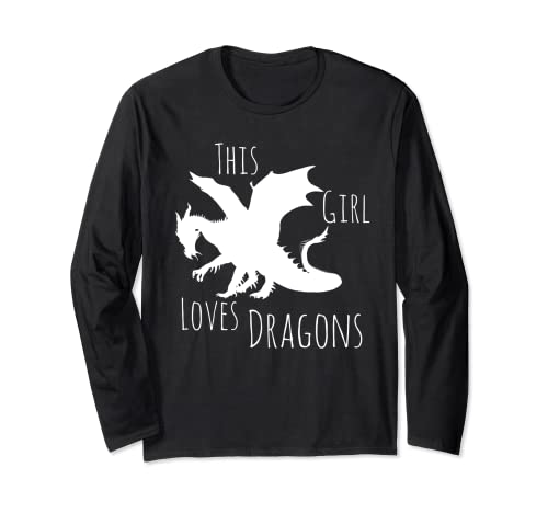Drachenkleidung für Damen – This Girl Loves Dragons T-Shirt Langarmshirt von Dragon Clothing for Women