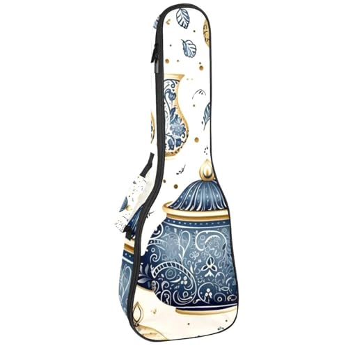 DragonBtu Wasserdichte Ukulelentasche aus Oxford-Stoff, stabile Schutzhülle für Musikinstrumente, 66 x 23 x 8 cm, arabische Teekanne mit Cartoon-Motiv, mehrfarbig 3, 25.9x9x3.1in/66x23x8cm von DragonBtu