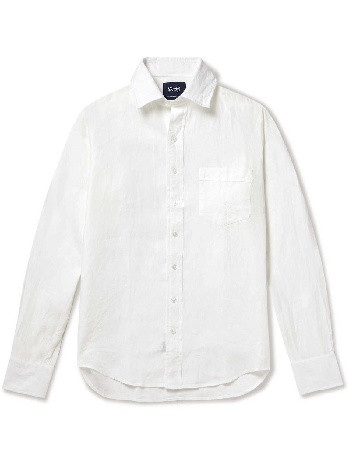 Drake's - Linen Shirt - Men - White - L von Drake's