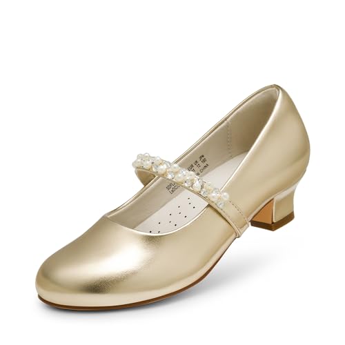 Dream Pairs Mädchen Mary Jane Strap Flache Schuhe Ballerinas Prinzessin Schuhe Flache Schulschuhe Gold 31 SDFL2403K von Dream Pairs