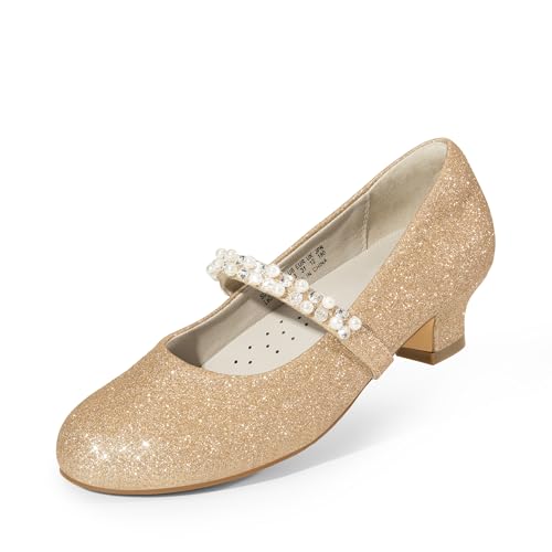 Dream Pairs Mädchen Mary Jane Strap Flache Schuhe Ballerinas Prinzessin Schuhe Flache Schulschuhe Gold-Glitter 32 SDFL2403K von Dream Pairs