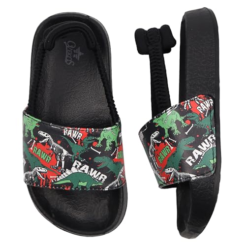 Dream QuanZhou Badelatschen Kinder Jungen Badeschlappen Sommer Hausschuh Rutschfest und Leicht Strand Slippers Karikatur Dusch Badeschuhe Weiche Flache Strand Sandalen 23 Schwarz von Dream QuanZhou