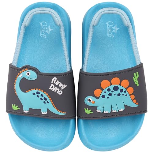 Dream QuanZhou Badelatschen Kinder Jungen Badeschlappen Sommer Hausschuh Rutschfest und Leicht Strand Slippers Karikatur Dusch Badeschuhe Weiche Flache Strand Sandalen 26 Grau Blau von Dream QuanZhou