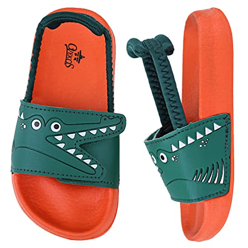 Badelatschen Kinder Jungen Badeschlappen Sommer Hausschuh rutschfest und Leicht Strand Slippers Karikatur Dusch Badeschuhe Weiche Flache Strand Sandalen 28 Orange von Dream QuanZhou