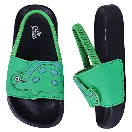 Badelatschen Kinder Jungen Badeschlappen Sommer Hausschuh rutschfest und Leicht Strand Slippers Karikatur Dusch Badeschuhe Weiche Flache Strand Sandalen 29 Grün von Dream QuanZhou