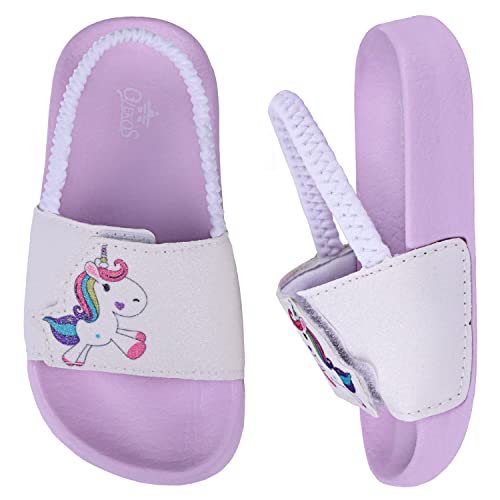 Badelatschen Kinder Mädchen Badeschlappen Sommer Hausschuh rutschfest und Leicht Strand Slippers Karikatur Dusch Badeschuhe Weiche Flache Strand Sandalen 24 Violett von Dream QuanZhou