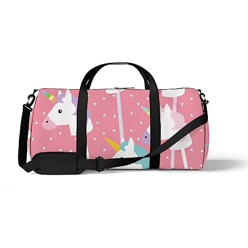 Sport Duffel Bag Gym Tote Einhorn Rosa Polka Dots Cartoon Tier Wochenende Tote Fitness Duffel Sling Schultertasche Rucksack Reisetasche, Color1031, medium size, Reisetasche von DreamBay