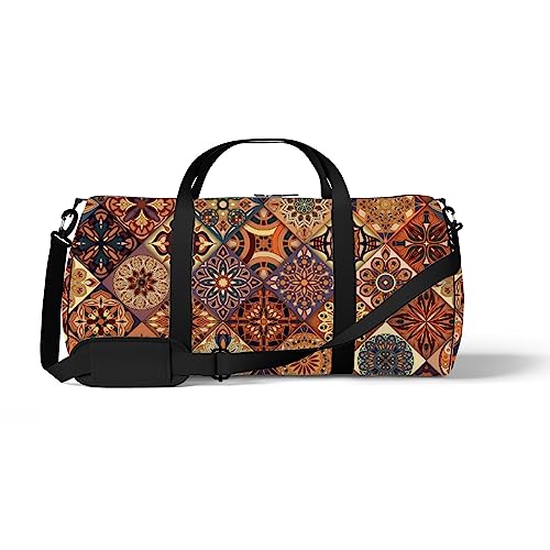 Sporttasche, Sporttasche, ethnisches Vintage-Mandala-Mosaik, gestreift, kariert, kariert, Wochenendtasche, Fitness-Duffel, Schultertasche, Rucksack, Reisetasche, Color737, medium size, Reisetasche von DreamBay