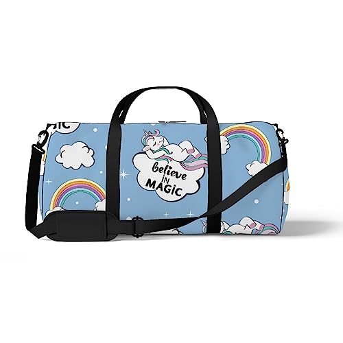 Sporttasche Sporttasche Gym Tote Einhorn Weiß Blau Tier Niedlich Regenbogen Sling Schultertasche Rucksack Wochenende Tragetasche Fitness Duffel Reisetasche, Color978, medium size, Reisetasche von DreamBay