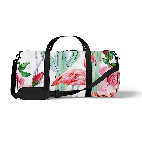 Sporttasche für Sport, Fitnessstudio, Aquarell, Flamingo, Grün, Kaktus, Blumen, Schultertasche, Rucksack, Wochenendtasche, Fitness-Reisetasche, Color201, medium size, Reisetasche von DreamBay