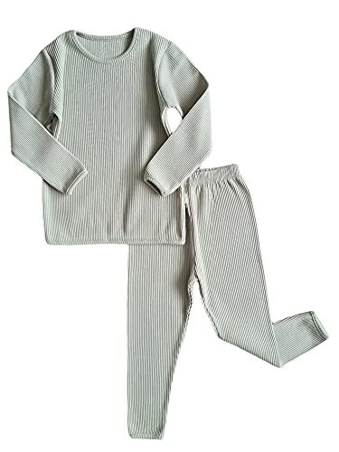 DreamBuy 20 Farben Gerippter Pyjama/Trainingsanzug/Loungewear Unisex Jungen und Mädchen Pyjamas Babykleidung Pyjamas für Frauen und Herren Pyjamas (6-12 Monate, Salbei) von DreamBuy