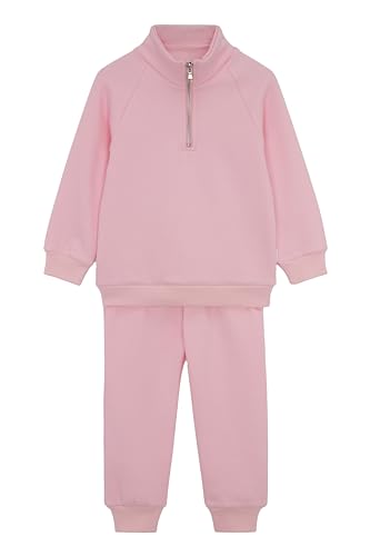 DreamBuy Kinder Fleece-Trainingsanzug – 2 Stück Jungen und Mädchen – gerippte Baumwolle, Pfingstrose, Pink, 7-8 Jahre von DreamBuy