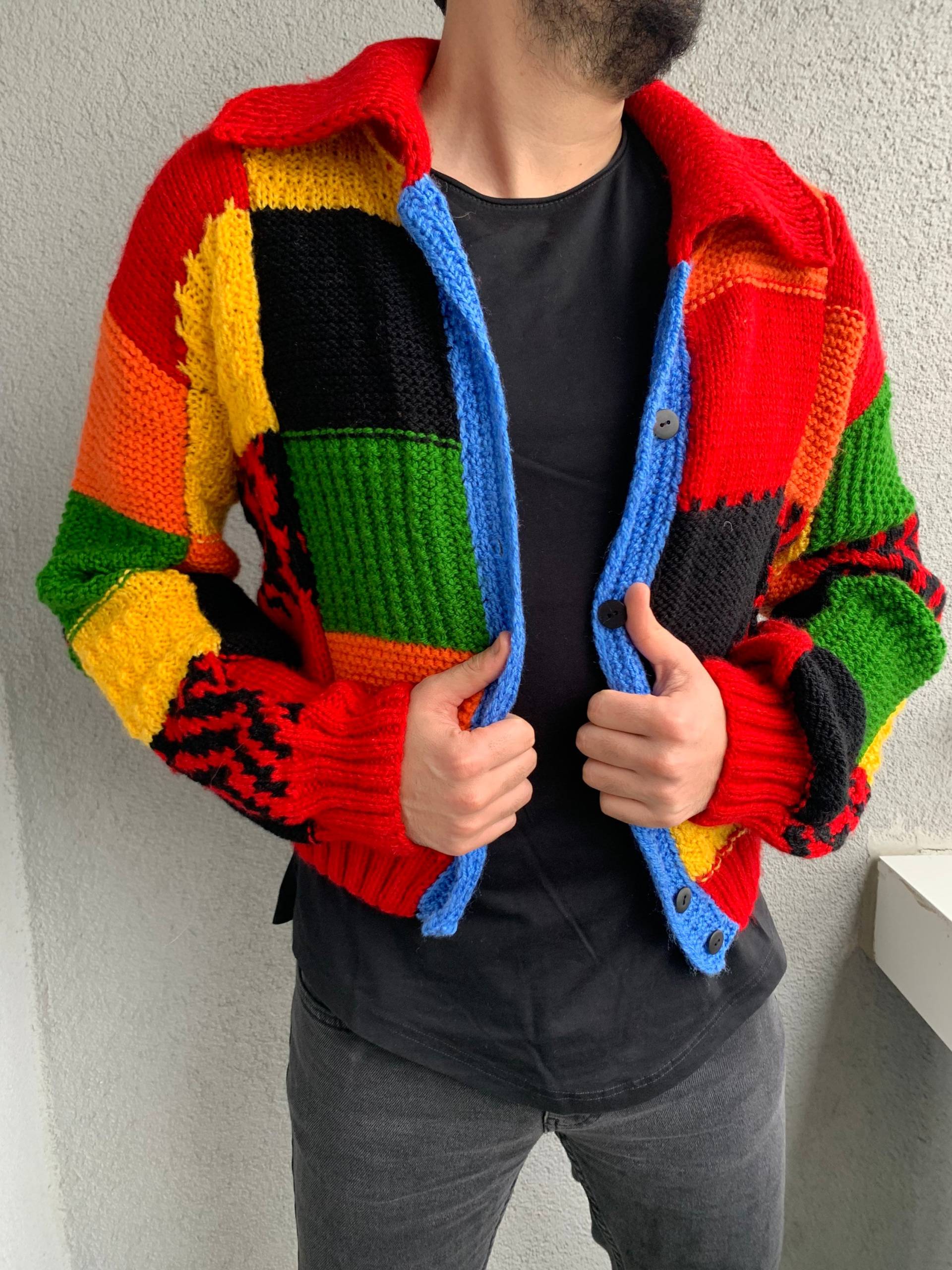 Harry Styles Cardigan Für Männer , Oversized Unisex Pullover Geschenk Für Ihn Jw Anderson Cardigan, Multicolor von Dreamknittt