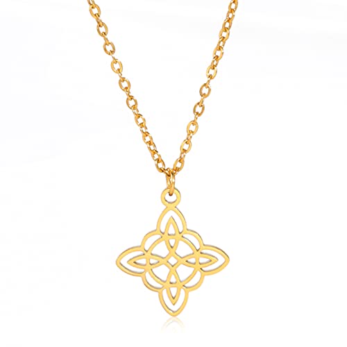 Dreamtimes Hexenkette für Frauen Wicca-Schmuck Hexenknoten Schutzamulett Triquetra-Halskette keltische Knoten-Halskette Satanische Halskette Hexenanhänger Schmuck (Gold) von Dreamtimes