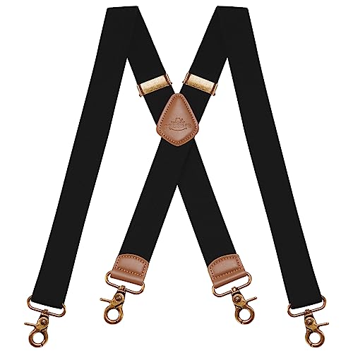 Dresime Hosenträger für Herren mit 4 starken Haken-Clips, X Form elastisch einstellbar Hosenträger für Männer und Damen Arbeitshosen Stark Motorradhose Overalls Jeans von Dresime