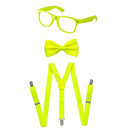 Dress Up America Unisex Herren-Neon-Strapshalter, Fliegenfänger-Zubehör (Gelb, Erwachsene) Frack Strumpfhalter, Yellow, Einheitsgröße von Dress Up America