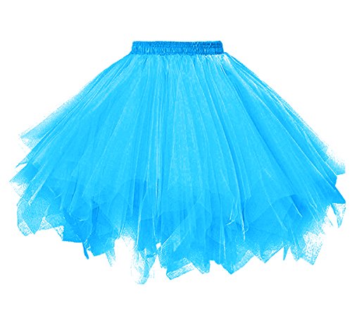 Dressever Damen Tüllrock 50er Rockabilly Petticoat Retro Tutu Ballet Cosplay Prom Abendkleider Anlass Blau Medium von Dressever