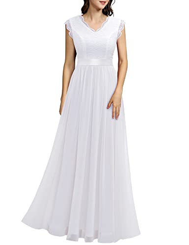 Dressystar Damen Abendkleid Festliches Hochzeitskleid Elegant Hochzeit Brautkleider Spitze Chiffon Maxi Standesamt Kleider Weiß S Dressystar Damen Abendkleid Festliches Hochzeitskleid Elegant Hochzeit Brautkleider Spitze Chiffon Maxi Standesamt Kleider Weiß S von Dressystar
