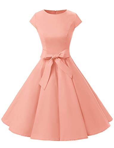 Dressystar-Kleid „Audrey-Hepburn“, klassisches Retrodesign, im Stil der 50er- und 60er Jahre ohne Ärmel Gr. X-Small, Blush von Dressystar