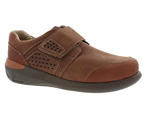 Drew Marshall Therapeutischer Komfort-Schuh für Herren, mit Klettverschluss, Camel Distressed Leather, 15 X-Wide von Drew