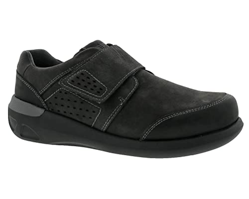 Drew Marshall Therapeutischer Komfort-Schuh für Herren, mit Klettverschluss, Schwarzes Nubukleder/Leder, 10.5 X-Wide von Drew