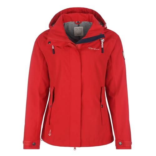 Dry Fashion Damen Funktionsjacke Norderney - Wasserdichte Outdoor-Jacke mit gestreiftem Innenfutter in Rot Größe 48 von Dry Fashion