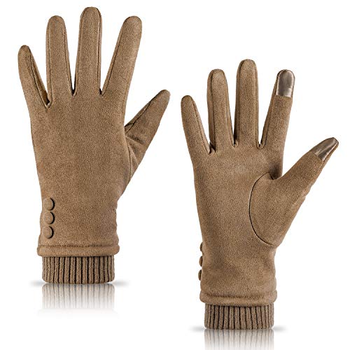 Damen Handschuhe Winter Touchscreen SMS Telefon, Driving winddicht mit Fleece gefüttert dick warm (Beige, S) von Dsane